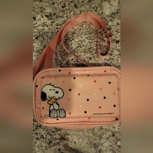 Peanuts Pink Snoopy Crossbody Bag.  Adjustable Strap
